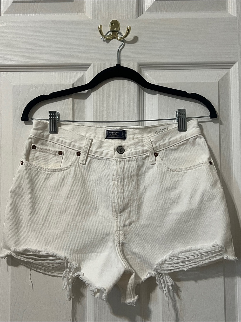 Abercrombie & Fitch Annie White High-Rise Denim Shorts